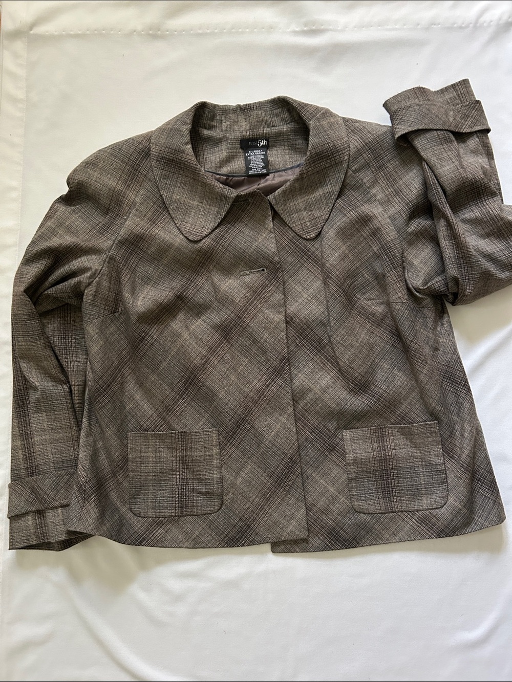 East 5th Collection Brown Plaid Collar Blazer